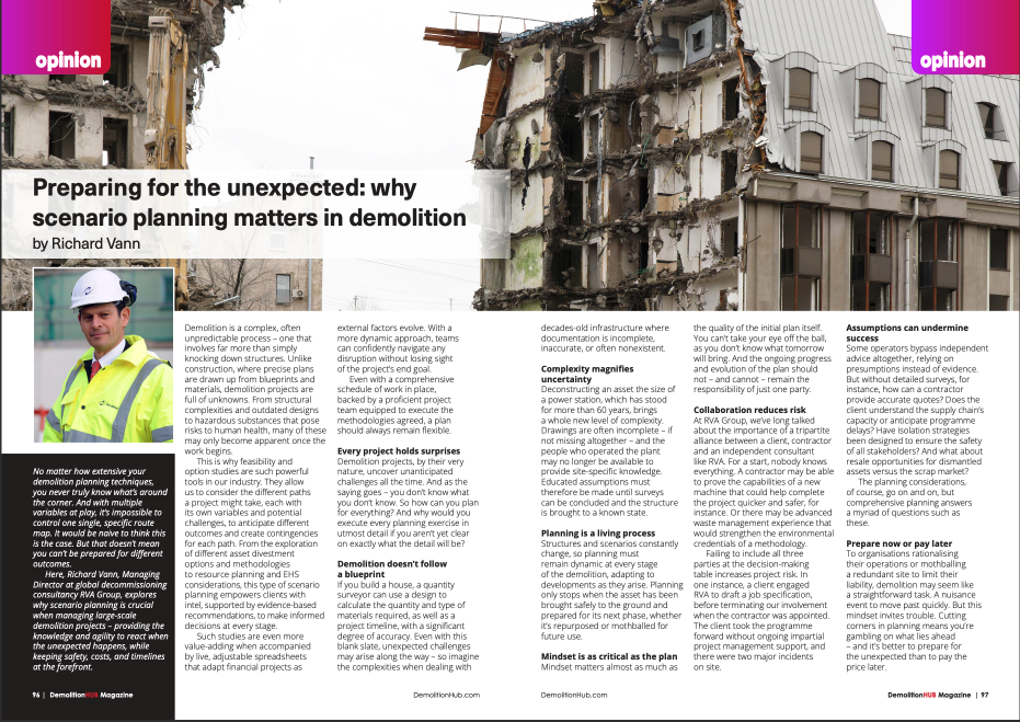 Preparing for the unexpected: why scenario planning matters in demolition