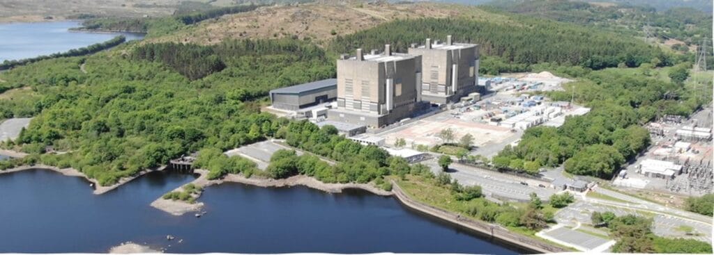 Aerial view of Trawsfynydd nuclear site undergoing decommissioning